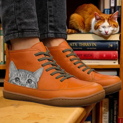 KittyKicks orthopädesch Lieder-Knöchelstiwwelen fir Fraen