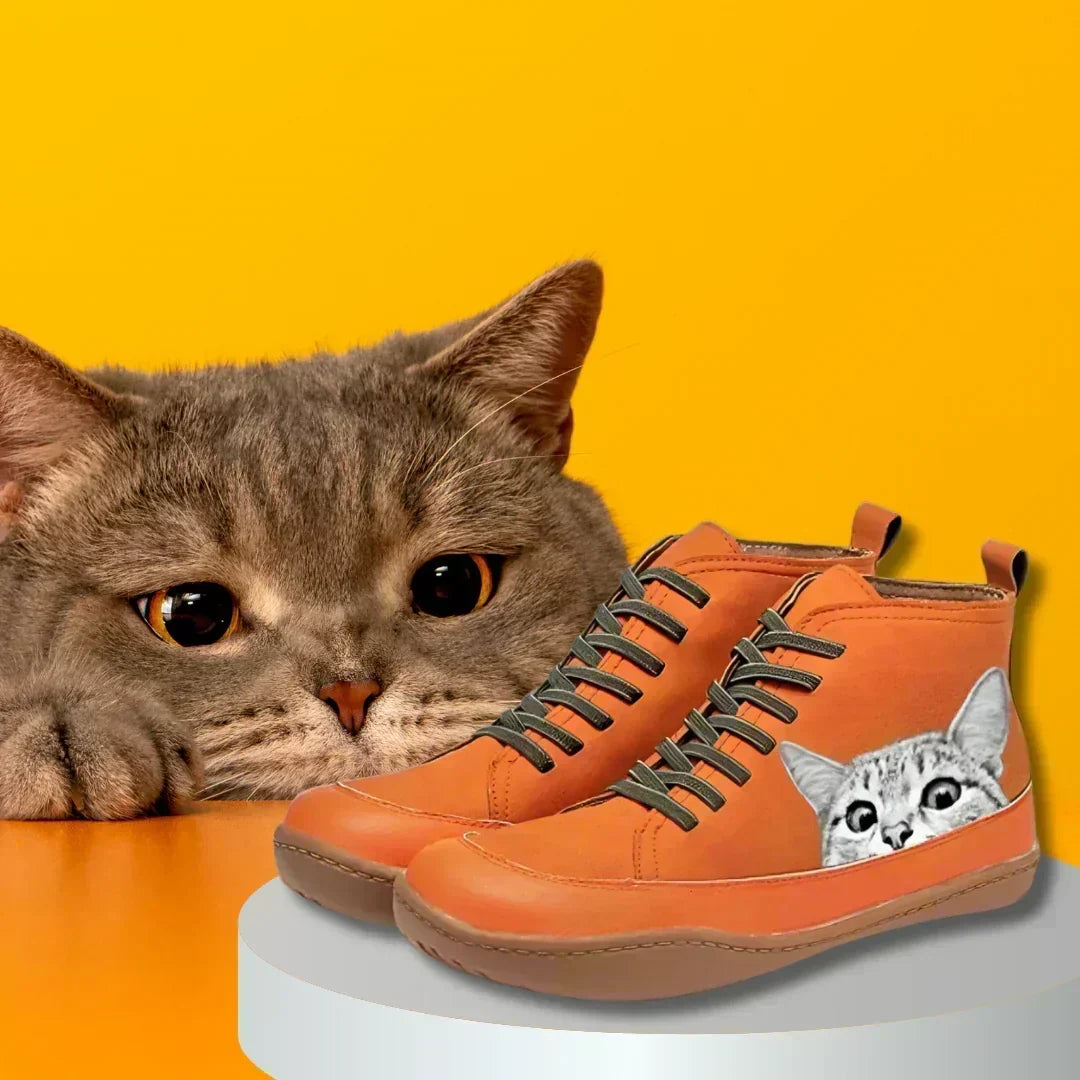 KittyKicks orthopädesch Lieder-Knöchelstiwwelen fir Fraen