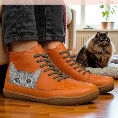 KittyKicks orthopädesch Lieder-Knöchelstiwwelen fir Fraen