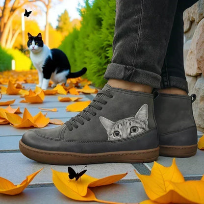 KittyKicks orthopädesch Lieder-Knöchelstiwwelen fir Fraen