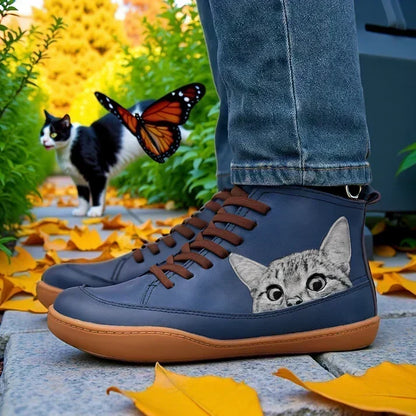 KittyKicks orthopädesch Lieder-Knöchelstiwwelen fir Fraen